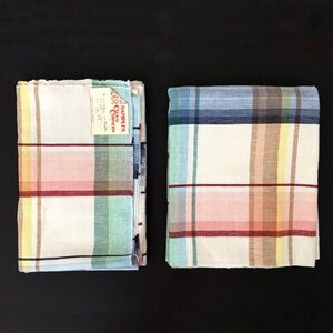 2 Vintage Check Plaid Fabric CALICO CORNERS 54"W x 36"L, 54"W x 40"L Crafting